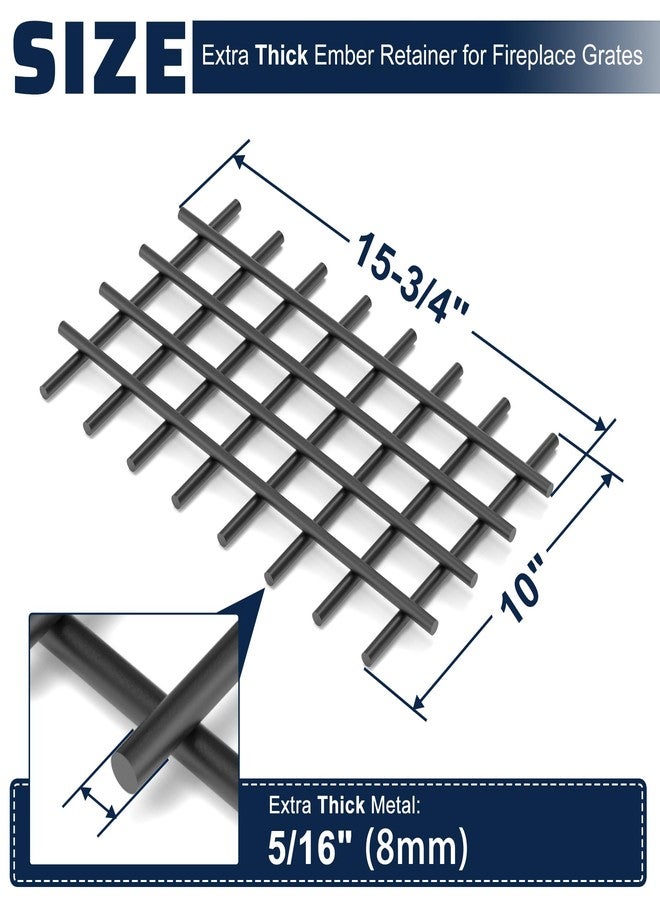 Pearwow 16 x 10 inch Fireplace Grate Ember Retainer, Extra Thick 8mm Metal Ember Retainer Screen Keep Burning Embers from Falling, Heavy Duty Ember Retainer for Fireplace Grates & Fire Pits, 1 Piece - Image 2